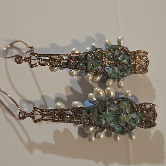 Vintage Handmade Roses earrings - Picture 6 of 6